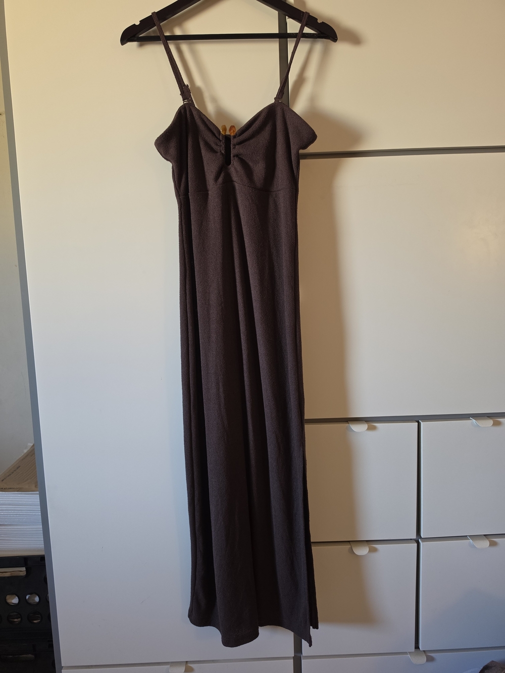 A new day Brown texture knit maxi dress with removable straps
Size M